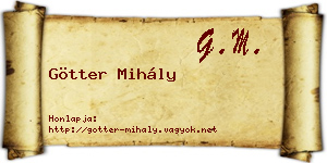 Götter Mihály névjegykártya